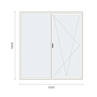 Двустворчатое окно 1300 × 1400 мм